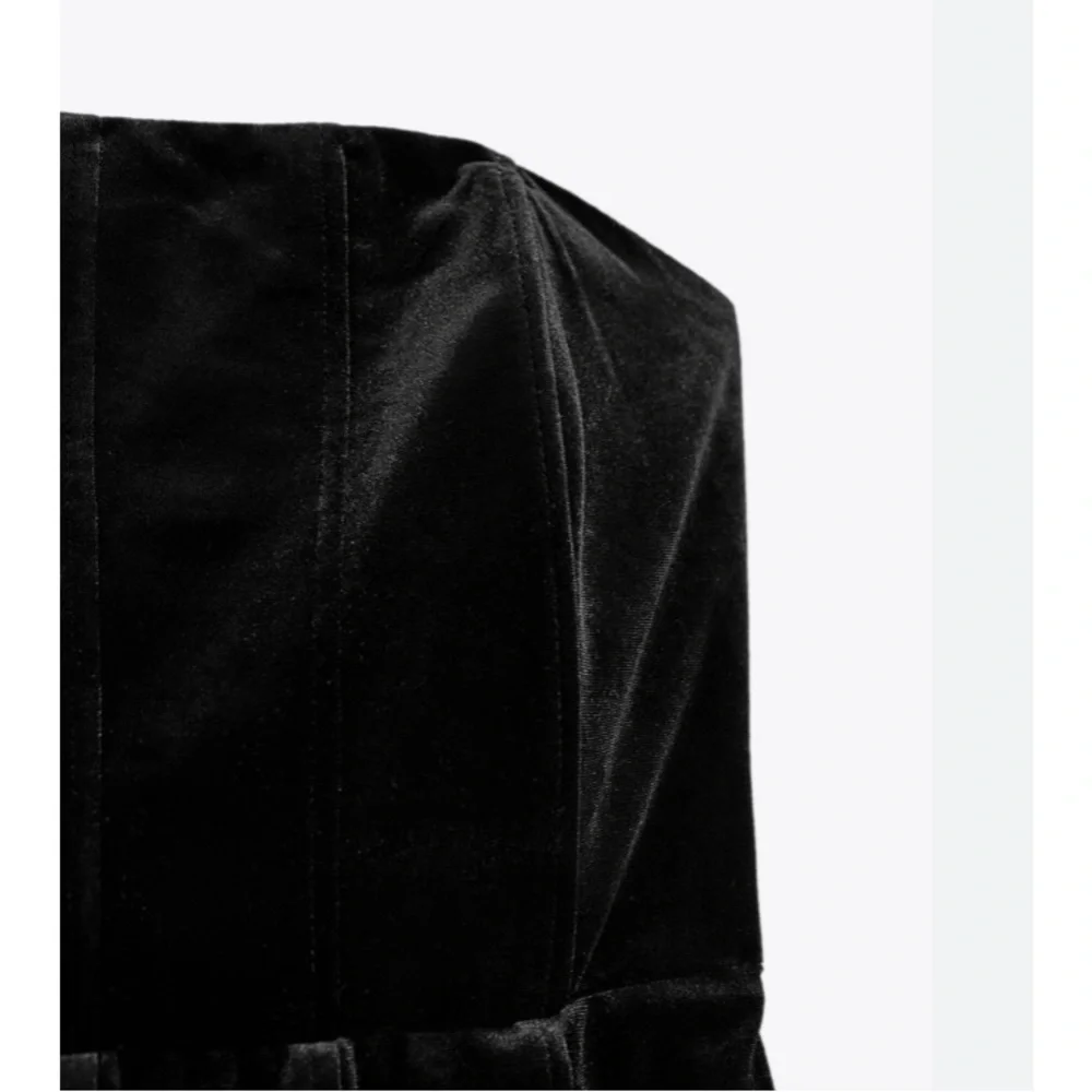Zara Black Velvet Strapless Corset Dress. NWT. Size Small. - Picture 3 of 3